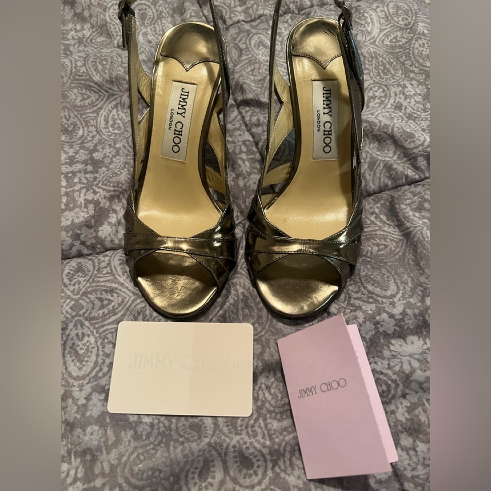 Jimmy Choo Bronze Heels, Size 35.5